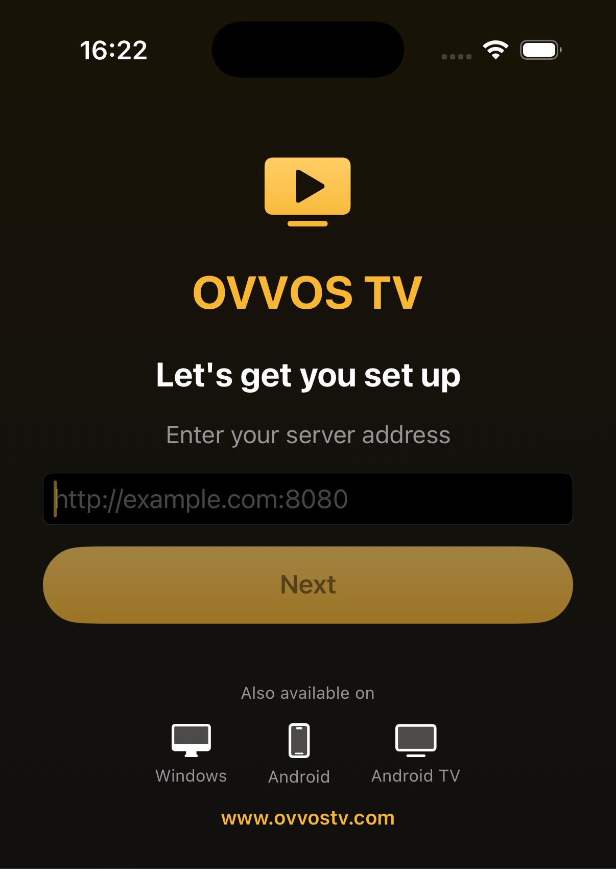 OVVOS TV on iPhone: Let's get you set up, server address step