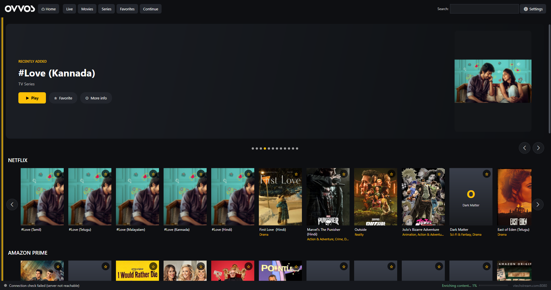 OVVOS TV on Windows: Netflix category row with one card per title